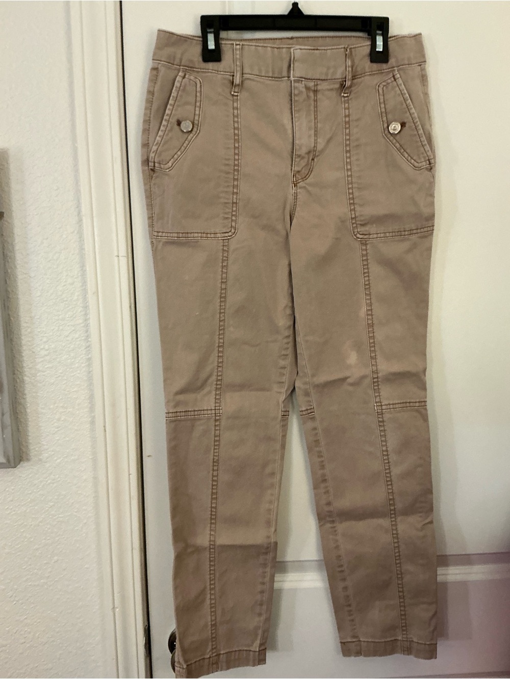 White House Black Market WHBM The Pret-A-Jet Khaki Utility Slim Ankle Pants 4